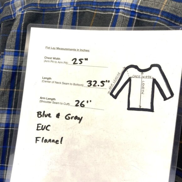 Eddie Bauer Relaxed Fit Flannel Shirt Mens Large Blue Gray Plaid Button Up Cabin - Picture 3 of 15